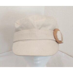 Goorin Bros. Women's Cream Flat Newsboy Cap Small Wood Buckle Hat